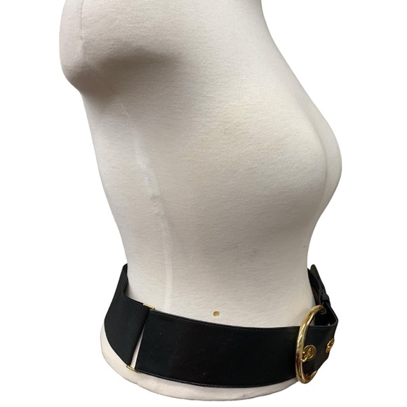 Suzi Roher black belt size L adjustable waist gold buckle and zipper detail - Picture 3 of 9